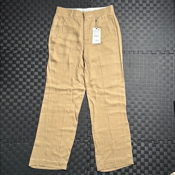 Zara Pants - Zara Cream Straight Leg Pants Lightweight Linen Blend